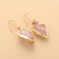 Boucles d'oreilles Flèche en Quartz Rose