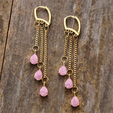 Boucles d'oreilles Goutte d'Eau en Quartz Rose