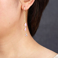 Boucles d'oreilles Goutte d'Eau en Quartz Rose