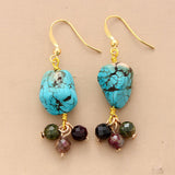 Boucles d'oreilles Pendantes en Tourmaline et Turquoise