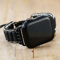 Bracelet Apple Watch Noir en Pierre de Lave (41-45mm)