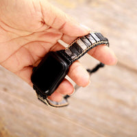 Bracelet Apple Watch Noir et Blanc en Jaspe