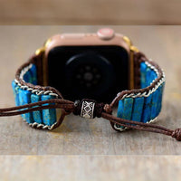 Bracelet Apple Watch Style Bohémien en Jaspe Bleu