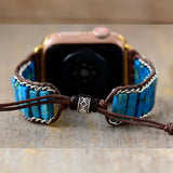 Bracelet Apple Watch Style Bohémien en Jaspe Bleu