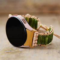 Bracelet Samsung Watch 4 Style Bohémien en Jade Vert