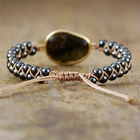 Bracelet Tressé en Labradorite, Améthyste, Lapi-Lazuli, Onyx