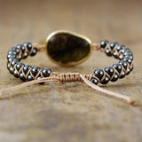 Bracelet Tressé en Labradorite, Améthyste, Lapi-Lazuli, Onyx
