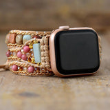 apple watch bracelet rose en rhodonite et jaspe