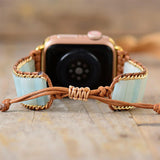 apple watch bracelet style bohémien en amazonite bleu clair