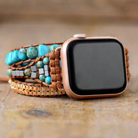 apple watch bracelet en turquoise et jaspe