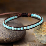 Bracelet Cuir Enroulé 1 Brin en Amazonite
