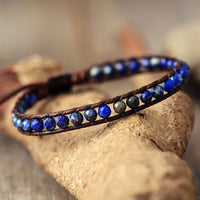 Bracelet Cuir Enroulé 1 Brin en Lapis-lazuli