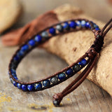 Bracelet Cuir Enroulé 1 Brin en Lapis-lazuli