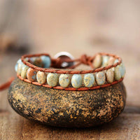 Bracelet Cuir Enroulé 1 Brin en Jaspe