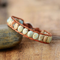 Bracelet Cuir Enroulé 1 Brin en Jaspe