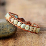Bracelet Cuir Enroulé 1 Brin en Jaspe
