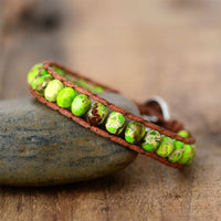 Bracelet Cuir Enroulé 1 Brin en Jaspe