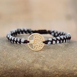 Bracelet Tressé Arbre de Vie Gris en Turquoises Africaine