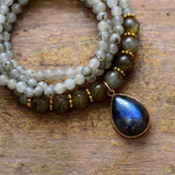 Collier/Bracelet Bohème avec pendentif en Labradorite