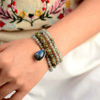Collier/Bracelet Bohème avec pendentif en Labradorite