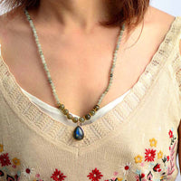 Collier/Bracelet Bohème avec pendentif en Labradorite
