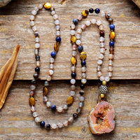 Collier Boho Onyx avec pendentif Druzy Népal