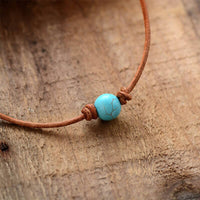 Collier ras de cou Turquoise,  Quartz Rose, Howlite
