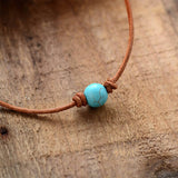 Collier ras de cou Turquoise,  Quartz Rose, Howlite