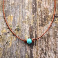 Collier ras de cou Turquoise,  Quartz Rose, Howlite