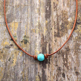 Collier ras de cou Turquoise,  Quartz Rose, Howlite