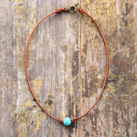 Collier ras de cou Turquoise,  Quartz Rose, Howlite