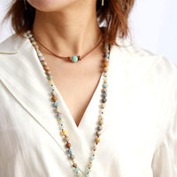 Collier ras de cou Turquoise,  Quartz Rose, Howlite