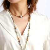 Collier ras de cou Turquoise,  Quartz Rose, Howlite