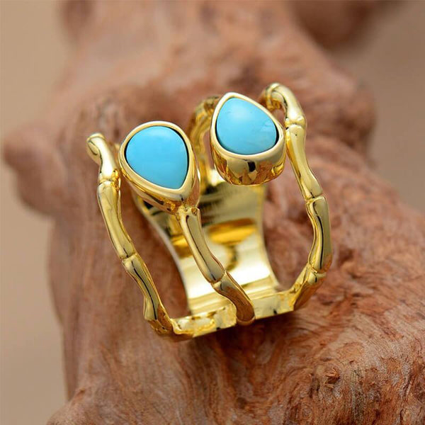 bague pierre naturelle turquoise  3 anneaux