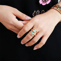 bague pierre naturelle turquoise  3 anneaux