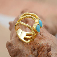 bague pierre naturelle turquoise  3 anneaux