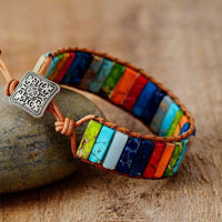 Bracelet en cuir de Jaspe Arc-en-ciel - Zen Corner