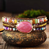 Bracelet enroulé Rhodonite et Jaspe - Zen Corner