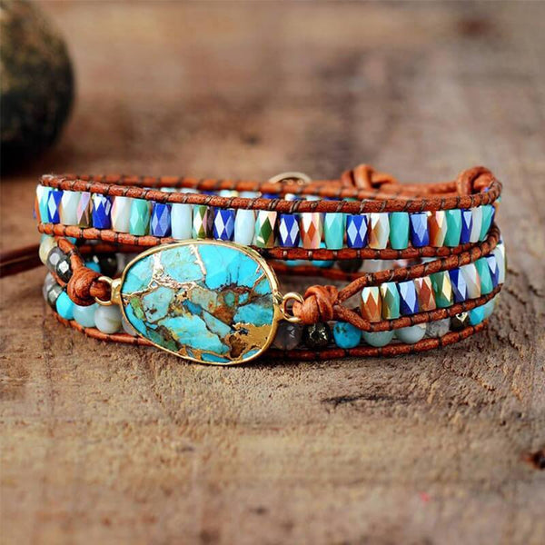 Bracelet enroulé Turquoise et Jaspe - Zen Corner