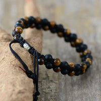 Bracelet Tressé Onyx Noir et Œil du Tigre pour Homme - Zen Corner