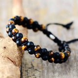 Bracelet Tressé Onyx Noir et Œil du Tigre pour Homme - Zen Corner