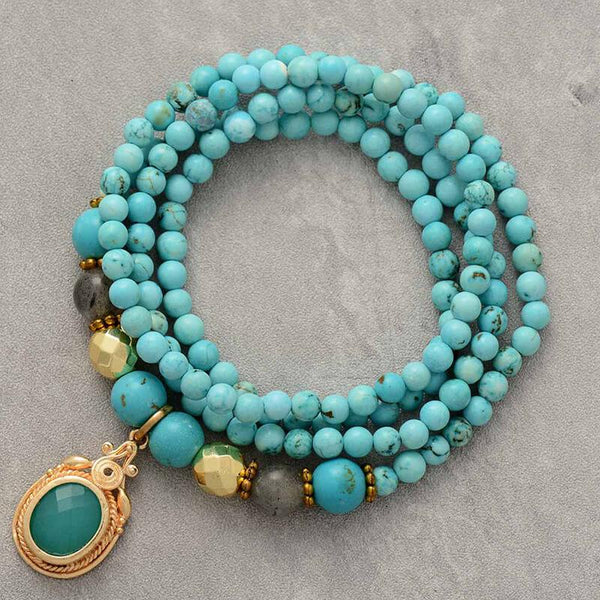 Collier de perles Turquoise et Labradorite - Zen Corner