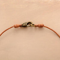 Collier en cuir naturel, pierre Labradorite Amazonite et Pyrite - Zen Corner